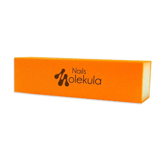 Баф для нігтів Nails Molekula Professional 4-сторонній, 120/120, помаранчевий неон (M31)